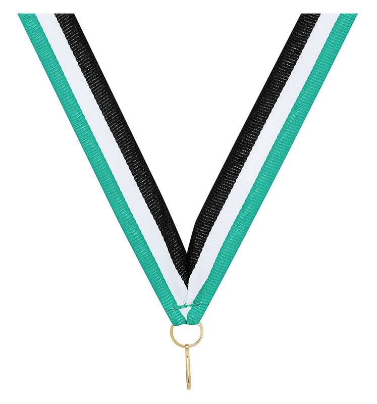 Teal / White / Black Ribbon